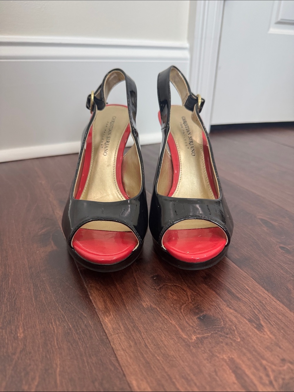 Christian Siriano Black Patent High Heels Slingback, adjustable buckle, size 7.5 - Picture 5 of 8
